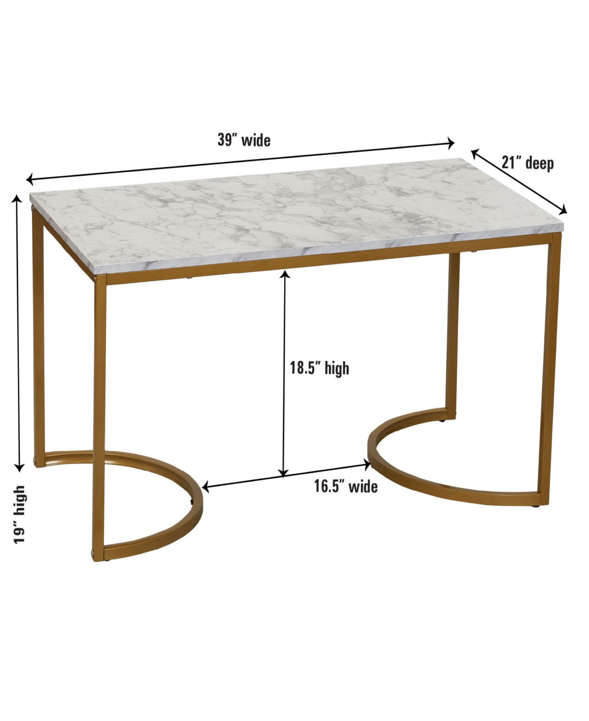 Shop Household Essentials Half-moon Marble Modern Coffee Table In White