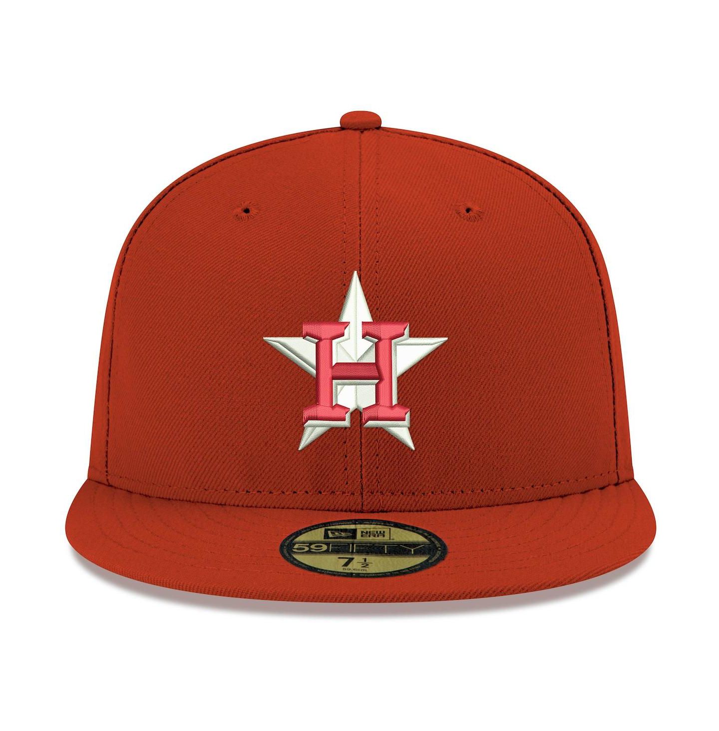 Мужская кепка New Era Red Houston Astros Logo White 59FIFTY Fitted Hat — фото 3