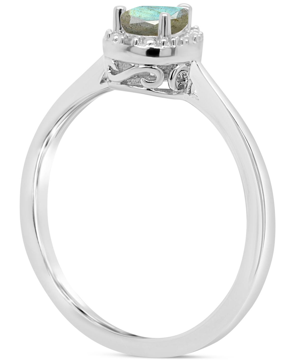 & Diamond Accent Pear Ring in Sterling Silver (Also in Onyx & Turquoise) - Labradorite