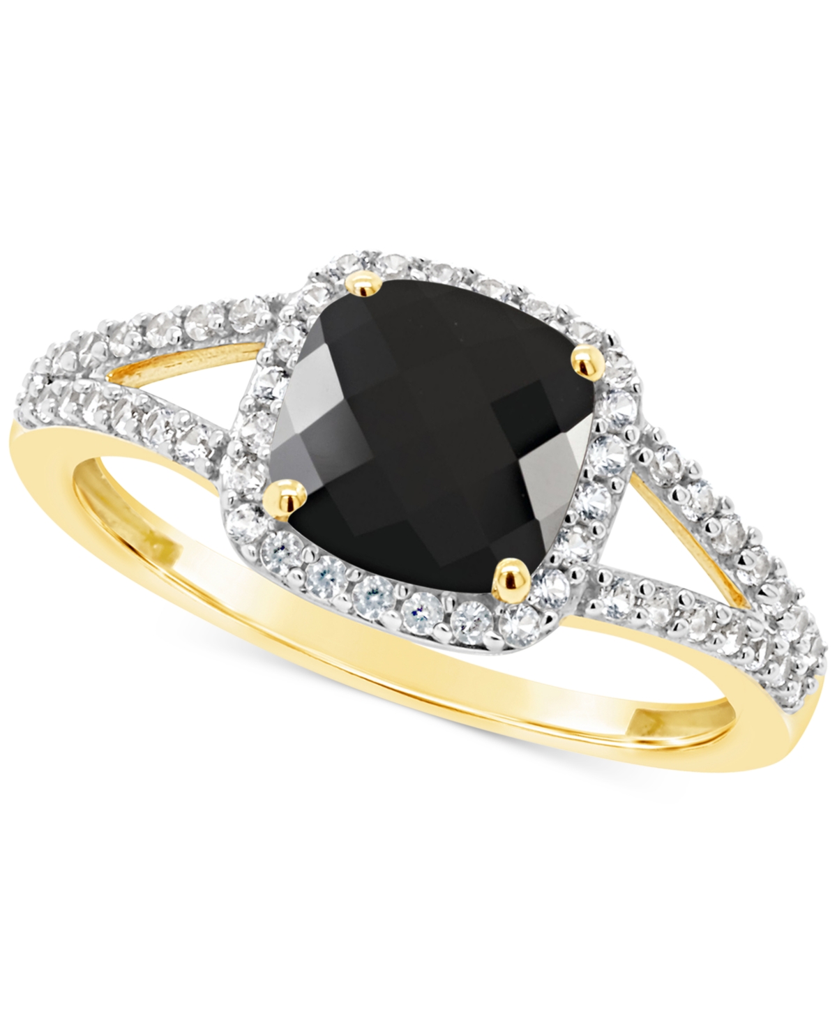 Macy's Cultured Freshwater Pearl & Lab-created White Sapphire (1/4 Ct. T.w.) Halo Ring In 10k Gold (also In In Onyx