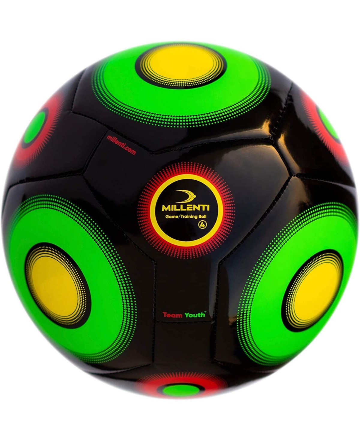 Millenti Us Soccer Ball Official Size 4 Youth-team Training Soccer Ball - With High-visibility, Easy-to-track In Black/green/yellow/red