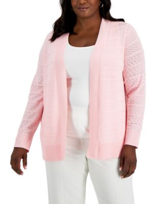 Karen Scott Plus Size Pointelle Cardigan, Created for Macy's - Macy's