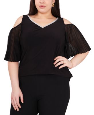 MSK - Plus Size Embellished Cold-Shoulder Top