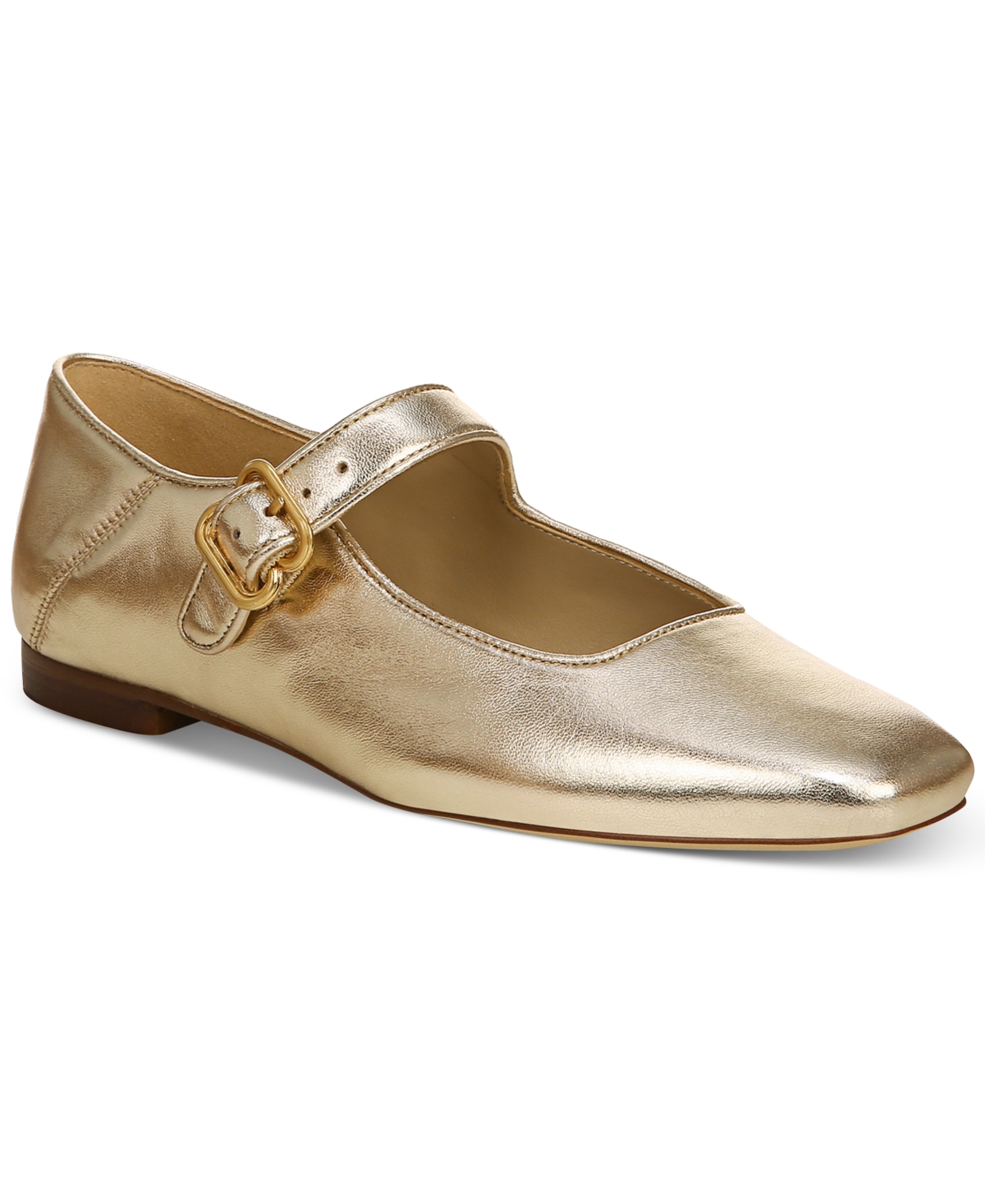 Sam Edelman Women's Michaela Square Toe Buckled Mary Jane Flats In Gold Leaf