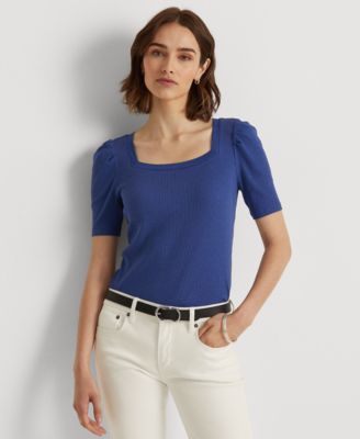 Lauren Ralph Lauren - Petite Cotton-Blend Square Neck Top