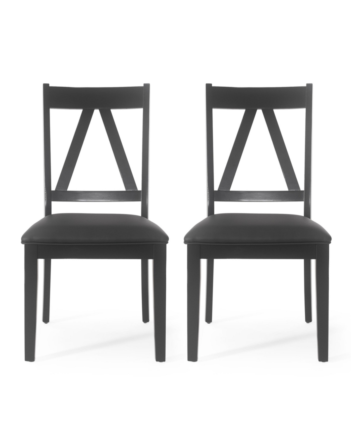 Noble House Fairgreens Farmhouse Upholstered Wood Dining Chairs Set, 2 Piece In Black