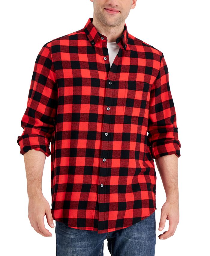 Club Room Men's Regular-Fit Plaid Flannel Shirt, Created for Macy's ...