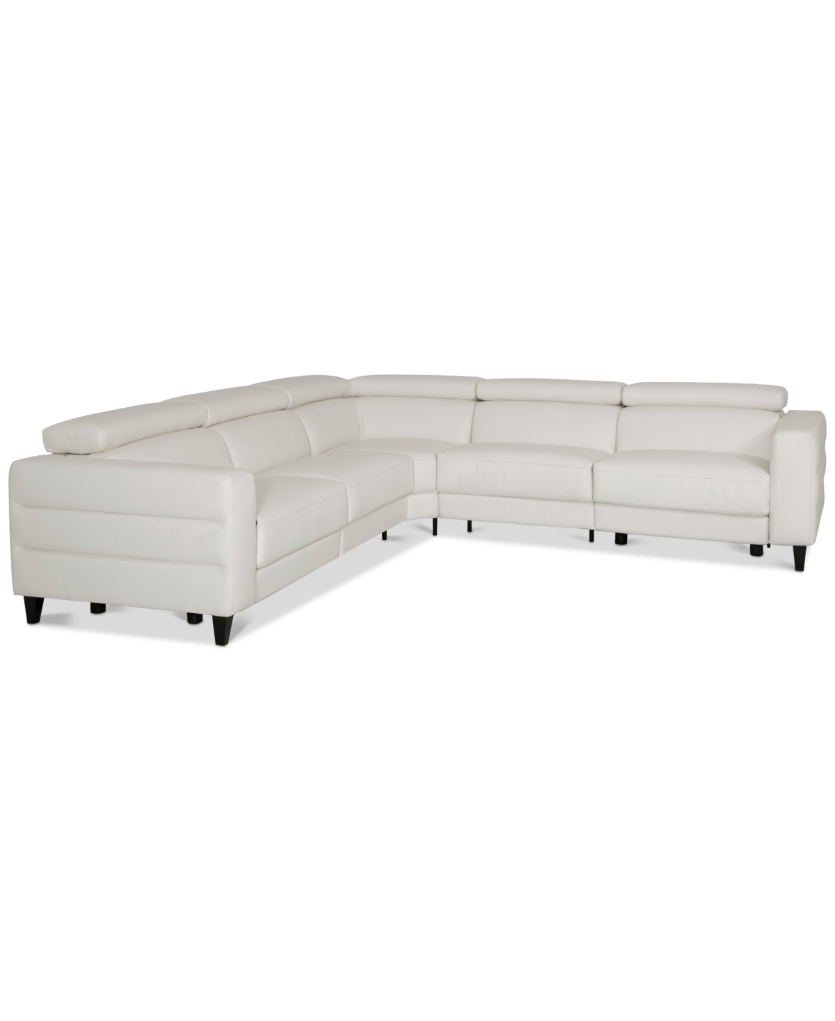 Furniture Silvanah 5-pc. "l" Leather Sectional With 2 Power Recliners, Created For Macy's In Snow