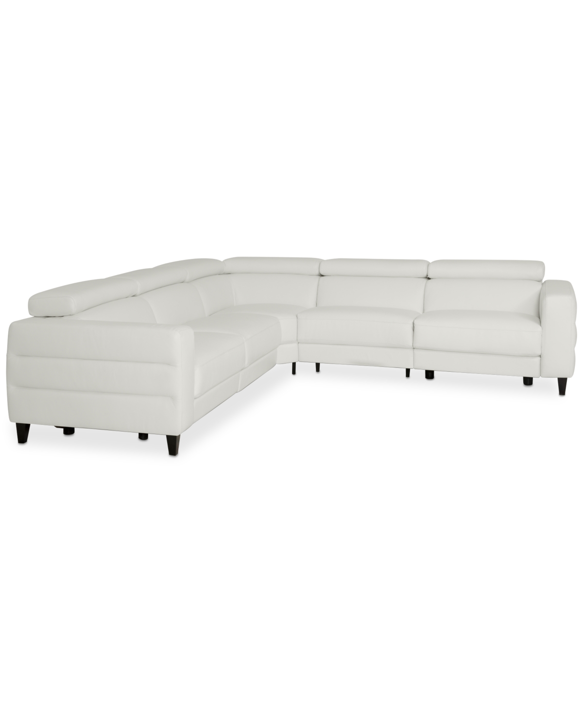Furniture Silvanah 5-pc. "l" Leather Sectional With 3 Power Recliners, Created For Macy's In Snow