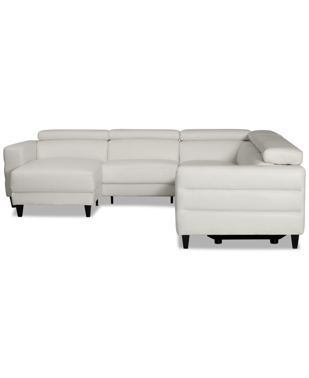 Furniture Silvanah 5-pc. Leather Sectional With Storage Chaise And 2 Power Recliners, Created For Macy's In Snow