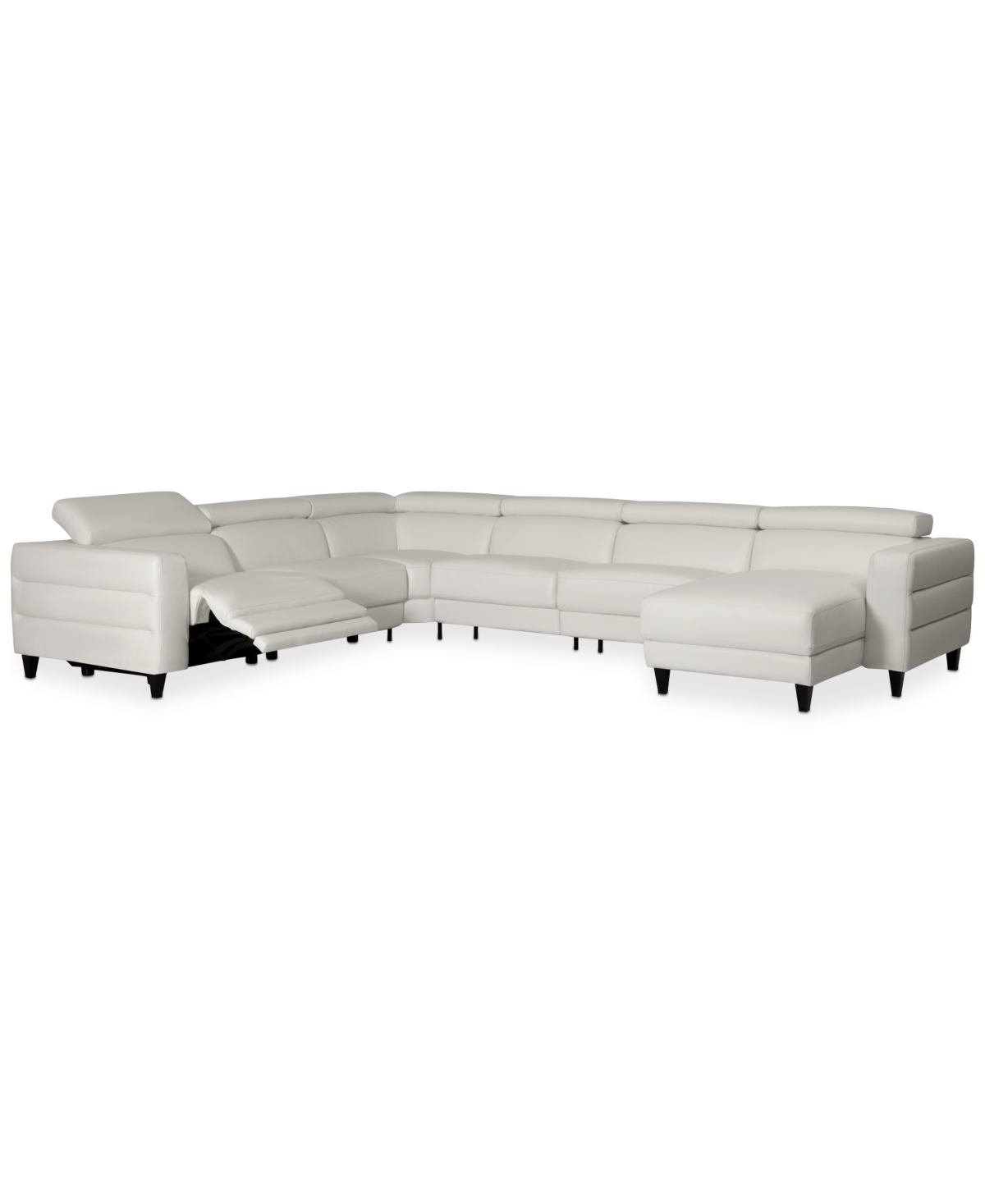 Silvanah 6-Pc. Leather Sectional with Storage Chaise and 2 Power Recliners, Created for Macy's