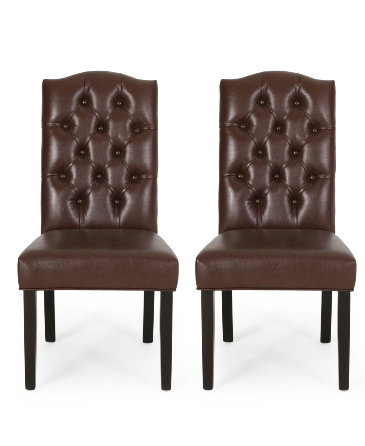 Noble House Harriet Contemporary Tufted Dining Chairs Set, 2 Piece In Dark Brown