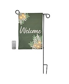 Lighted Welcome Banner with Metal Garden Stand and Remote Control