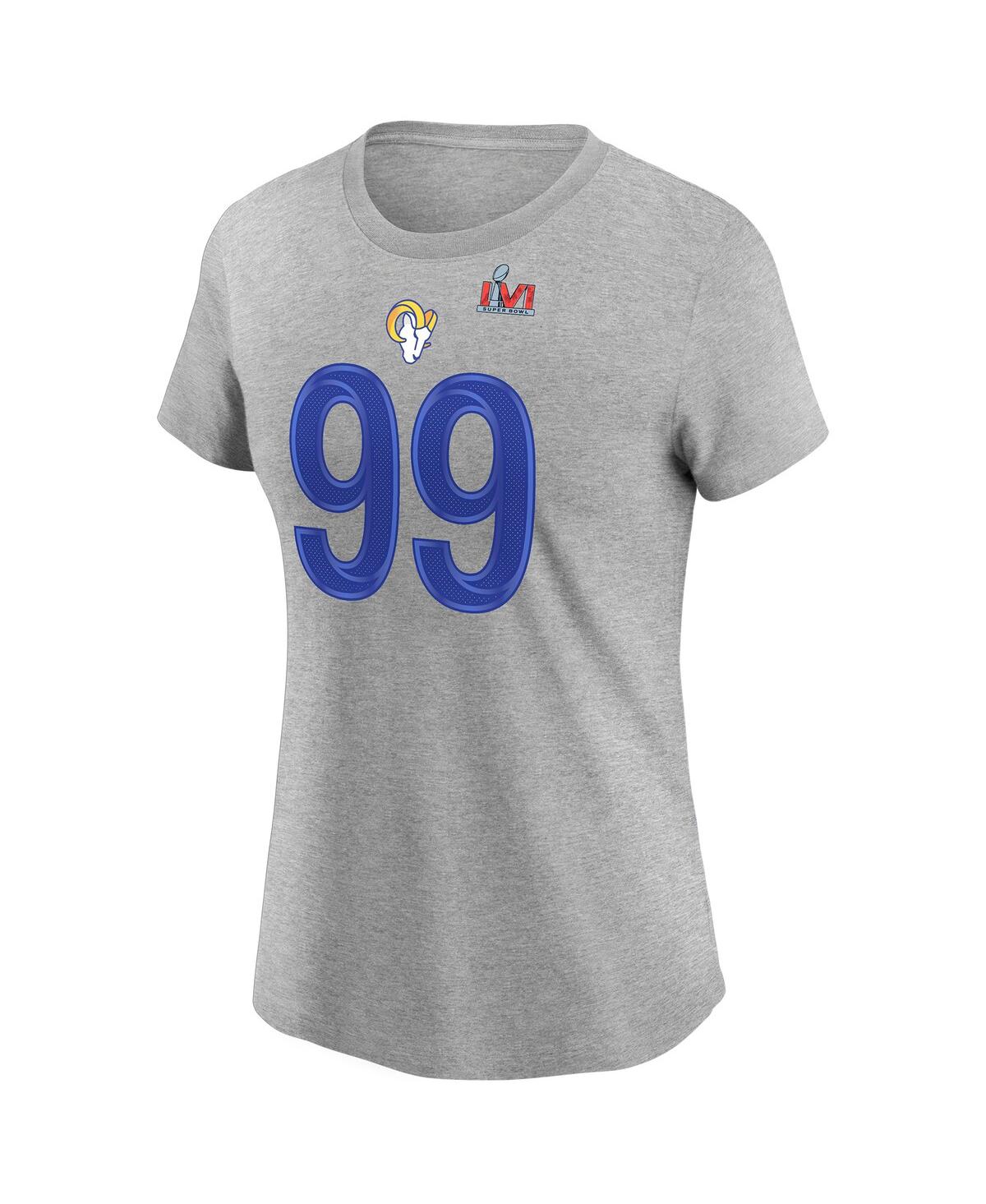 Shop Nike Women's  Aaron Donald Royal Los Angeles Rams Super Bowl Lvi Bound Name And Number T-shirt In Gray