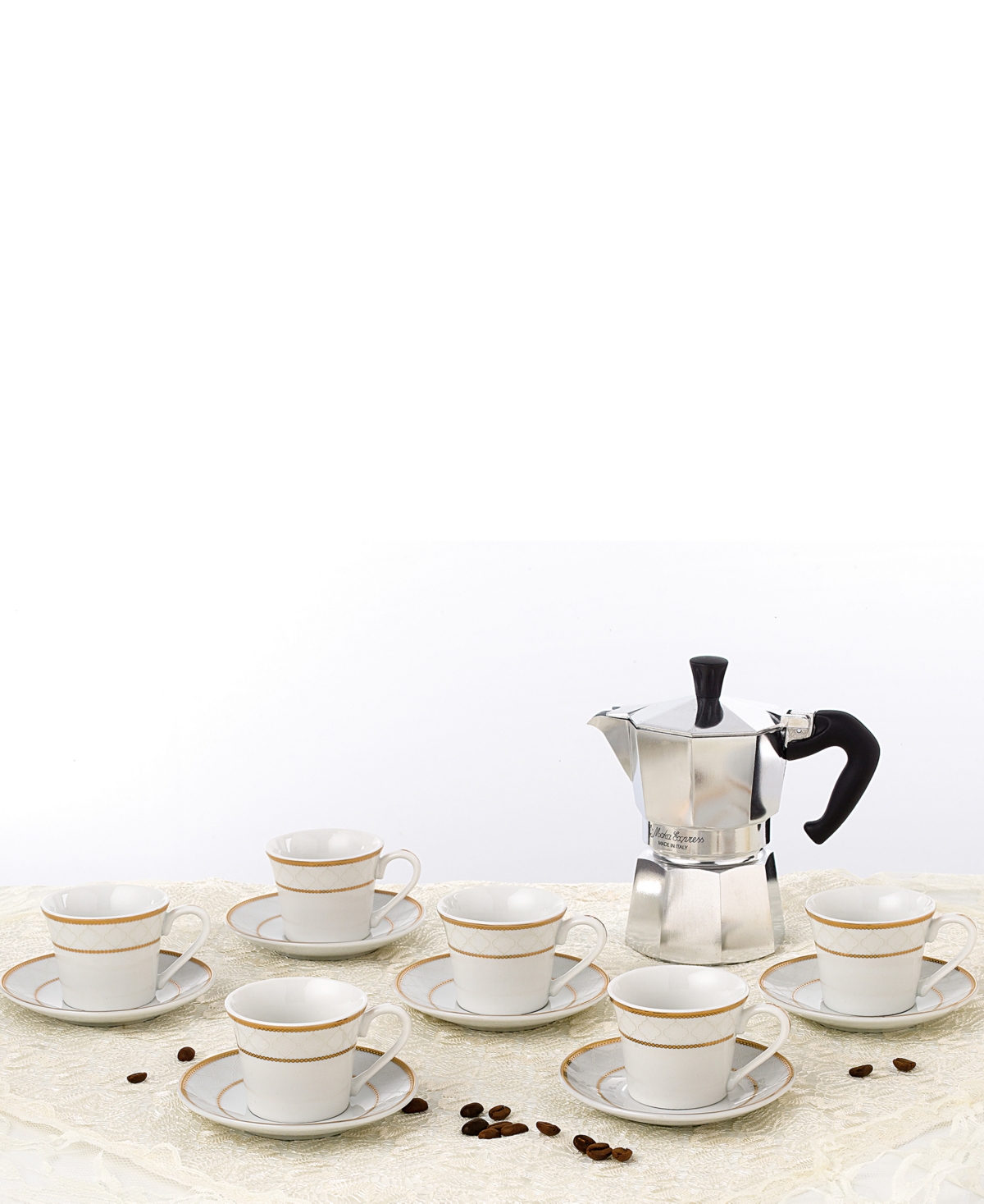 Lorren Home Trends Floral Espresso Set, 12 Piece - Gold-Tone
