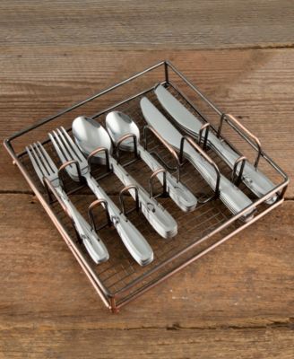 Waylen Mirror 40-Piece Flatware with Rustic Buffet, Service for 8