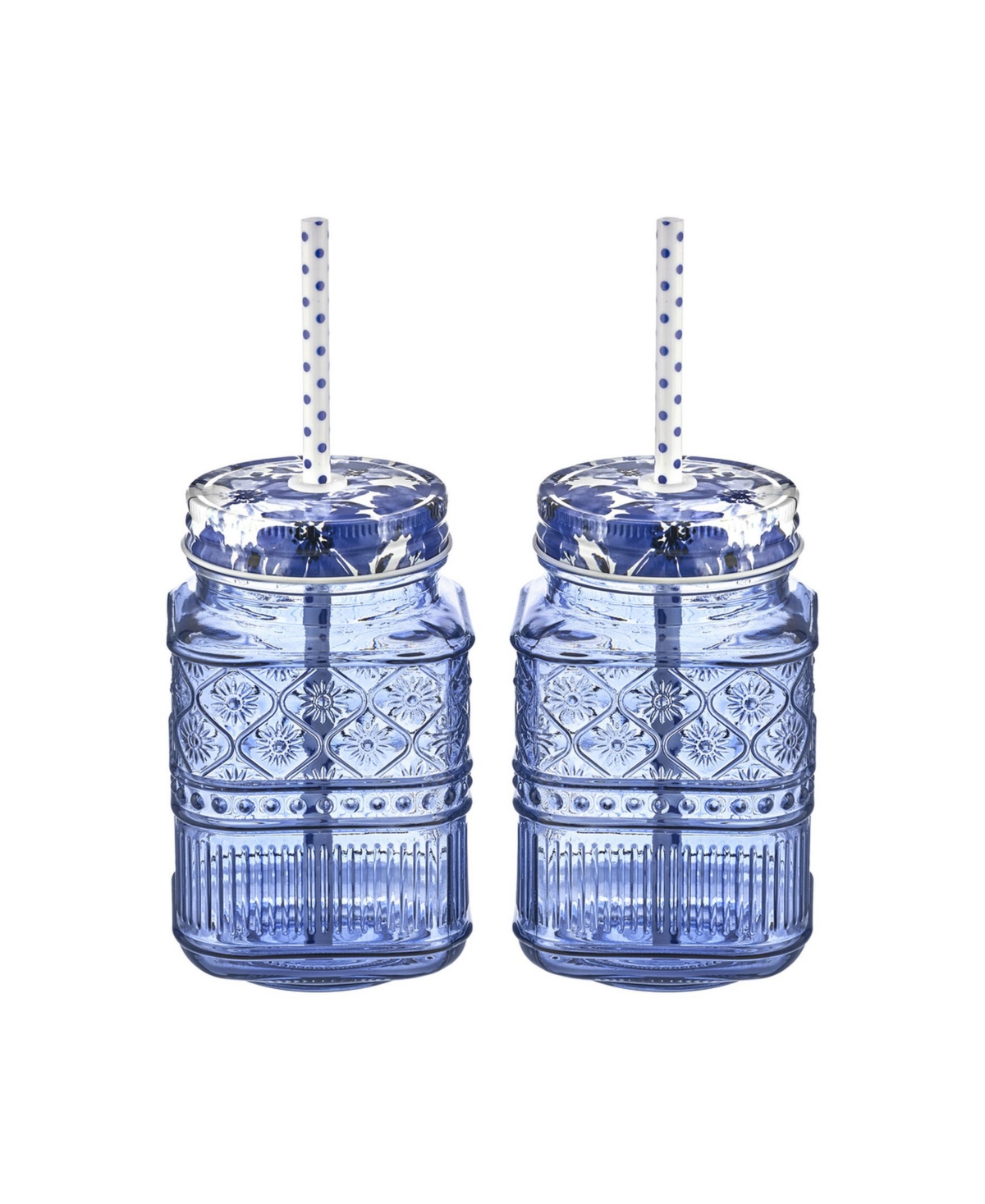 Shop Godinger Claro Mason Jars, Set Of 2 In Blue