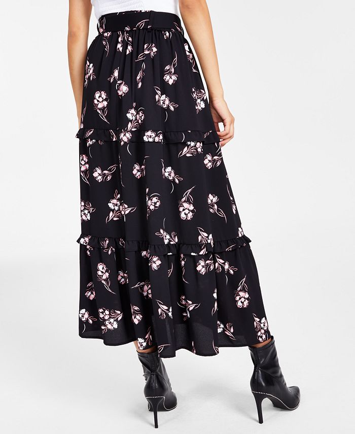 Bar III Women's Printed Belted Maxi Skirt, Created for Macy's Macy's