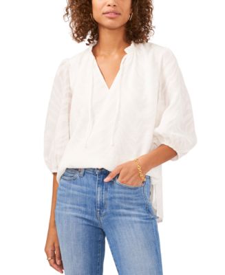 売れ筋商品|||ジェイエムコレクション カットソー トップス レディース Women's Printed Linen Blend Split-Neck Top, Exclusively at Macy's Bright White Combo JM Collection Women's Printed Split-Neck Top, Exclusively at