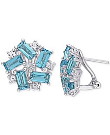 Blue & White Topaz Cluster Stud Earrings (5-1/8 ct. t.w.) in Sterling Silver