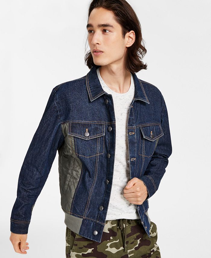 Sun + Stone Men's MixMedia Trucker Jacket, Created for Macy's Macy's