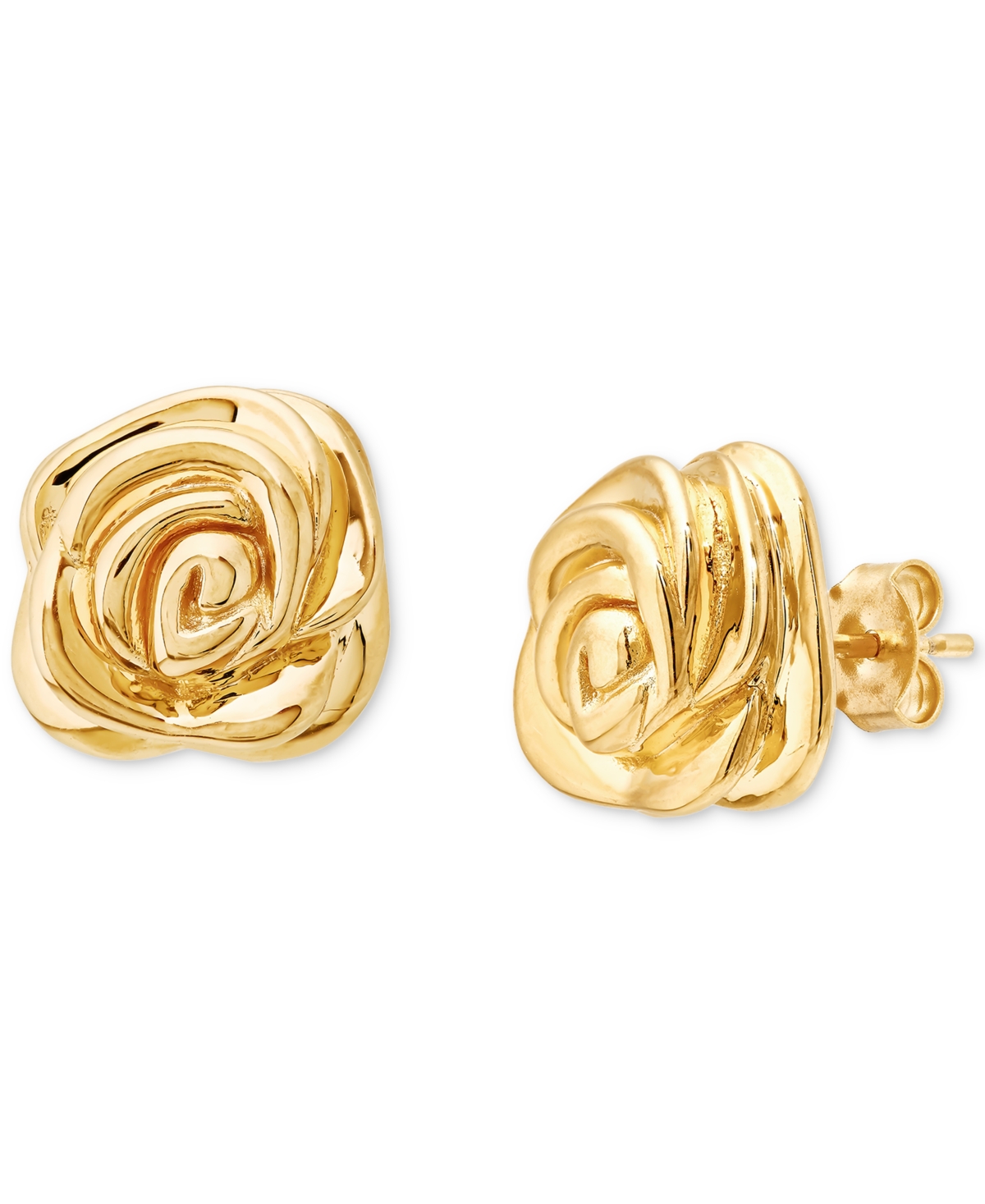 Macy's Polished Rose Stud Earrings In 14k Gold In Gold
