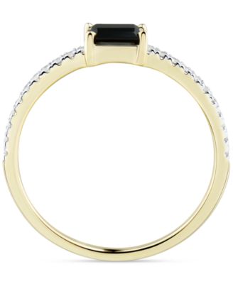 Onyx & Diamond (1/10 ct. t.w.) Stack Ring in 14k Gold