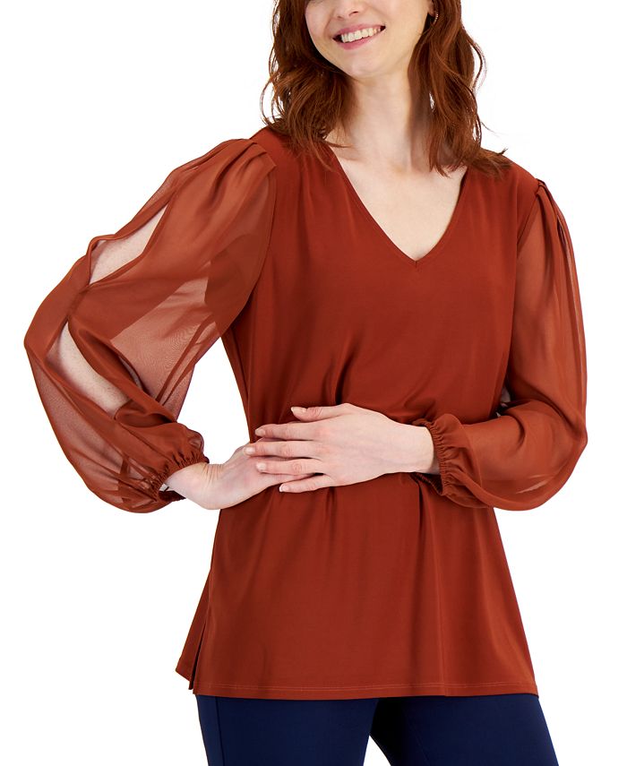 JM Collection Women's Split-Sleeve Blouse, Created for Macy's - Macy's