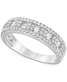 Diamond Baguette & Round Cluster Band (1/2 ct. t.w.) in 14k White Gold