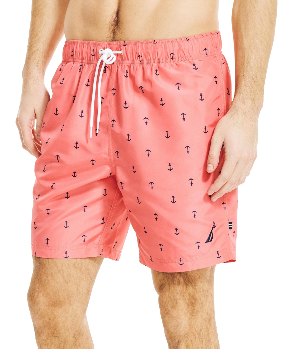 Shop Nautica Men's Quick-dry Anchor-print 8" Swim Trunks In Teaberry