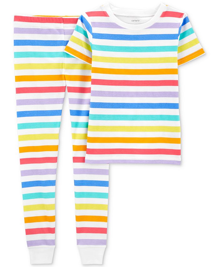 Carter s Big Boys and Girls 2 Piece Snug Fit Rainbow Stripe Print