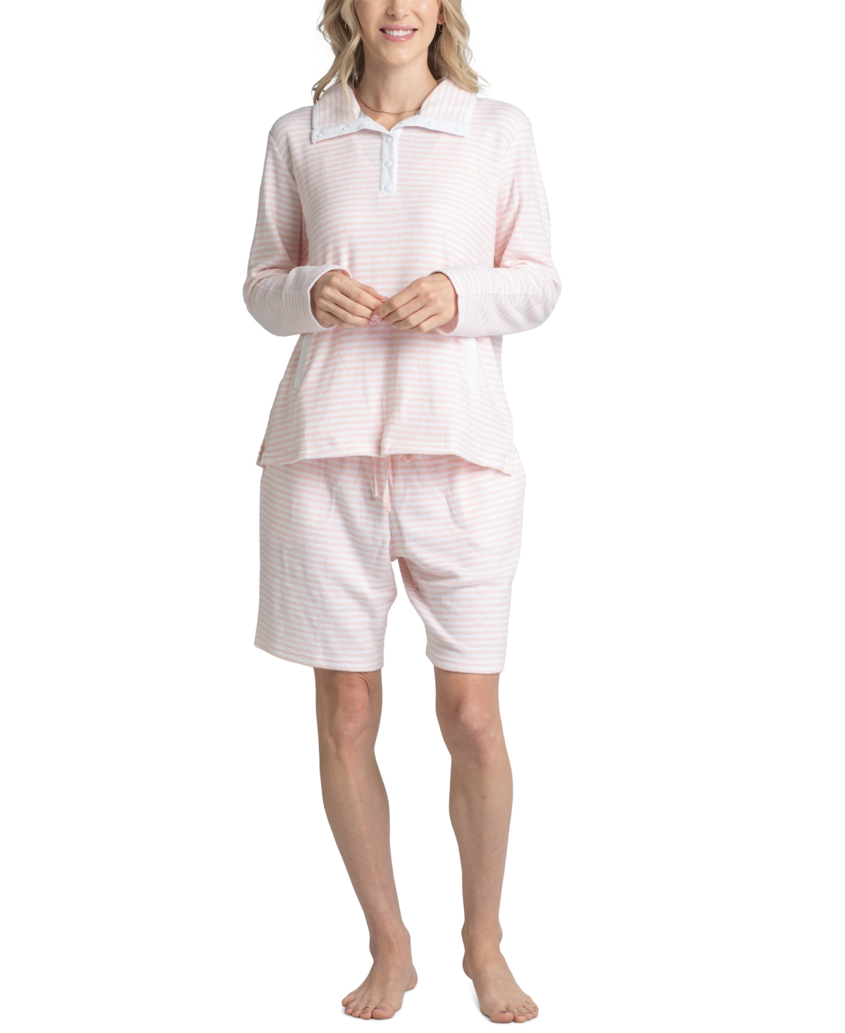 Hanes Women's 3-Pc. Tank, Long Sleeve T-Shirt & Bermuda Pajama Set