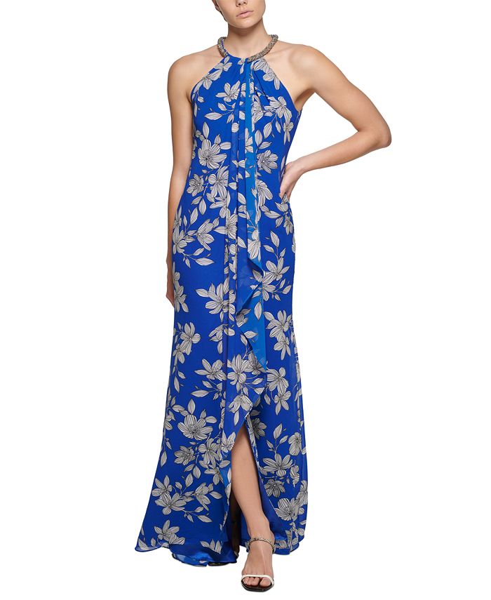 Calvin Klein Women's Floral Halter Gown - Macy's