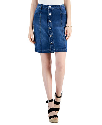 Style & Co Button-Fly Denim Skirt, Created for Macy's - Macy's