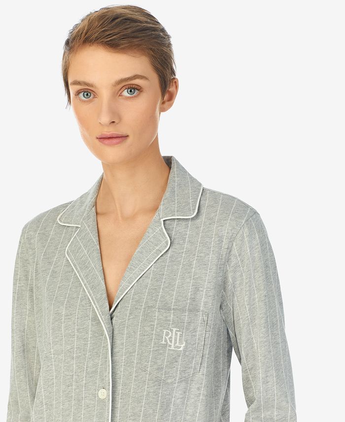 Lauren Ralph Lauren Knit Notch Collar Cotton Sleep Shirt Macy's
