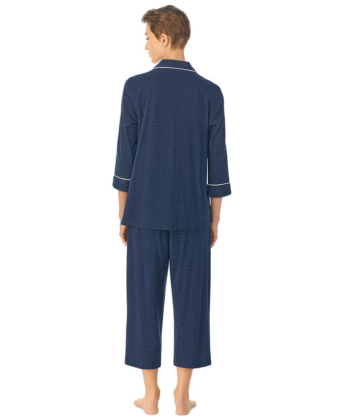 Lauren Ralph Lauren Womens 3/4 Sleeve Cotton Notch Collar Capri Pant ...