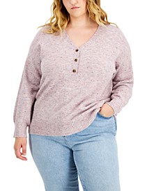 Plus Size Henley Sweater, Created for Macy's