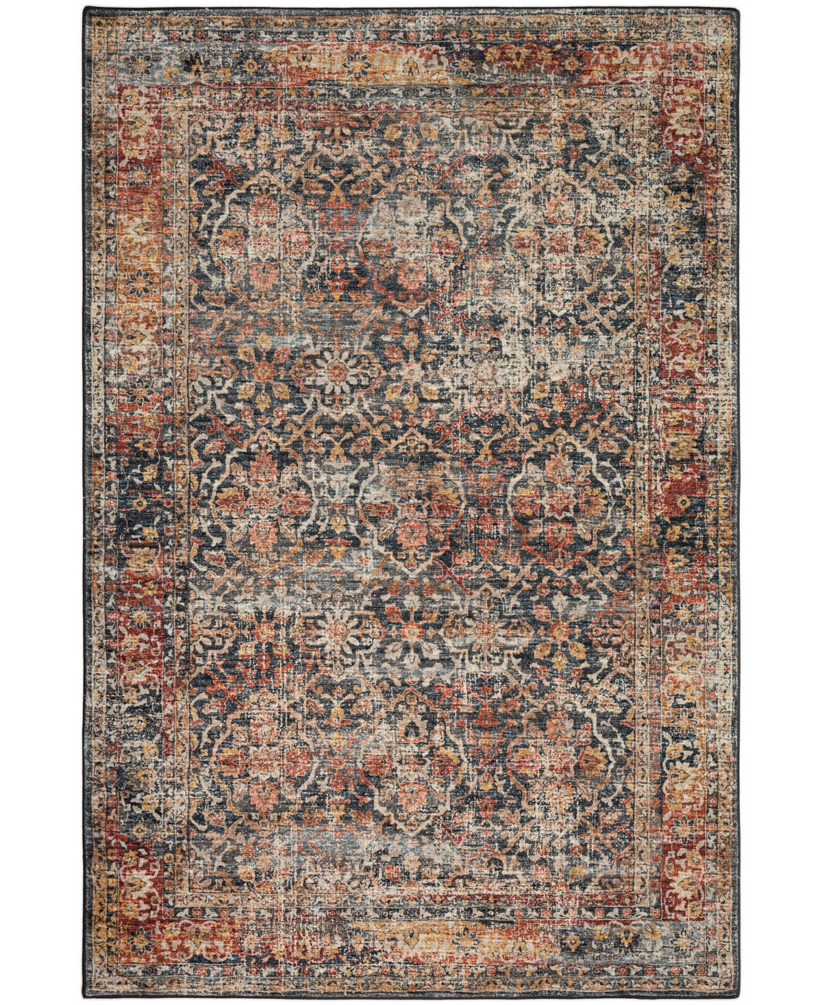 D Style Basilic Bas3 3' X 5' Area Rug In Charcoal