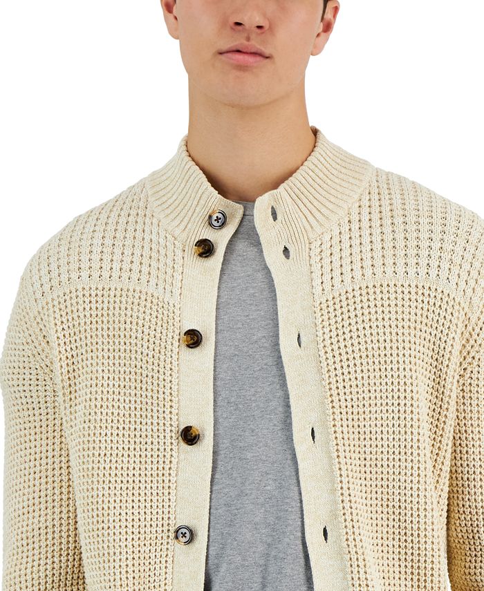 Club Room Men's Chunky Waffle Knit Button-Front Cardigan Sweater ...