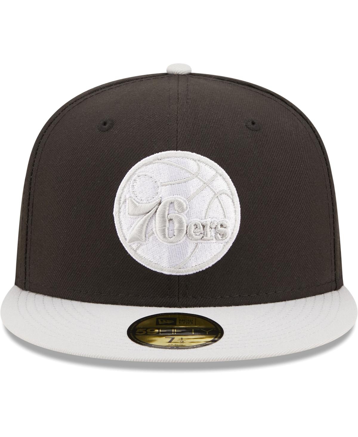 Men's New Eraand Gray Philadelphia 76ers Two-Tone Color Pack 59FIFTY Fitted Hat - Black, Gray