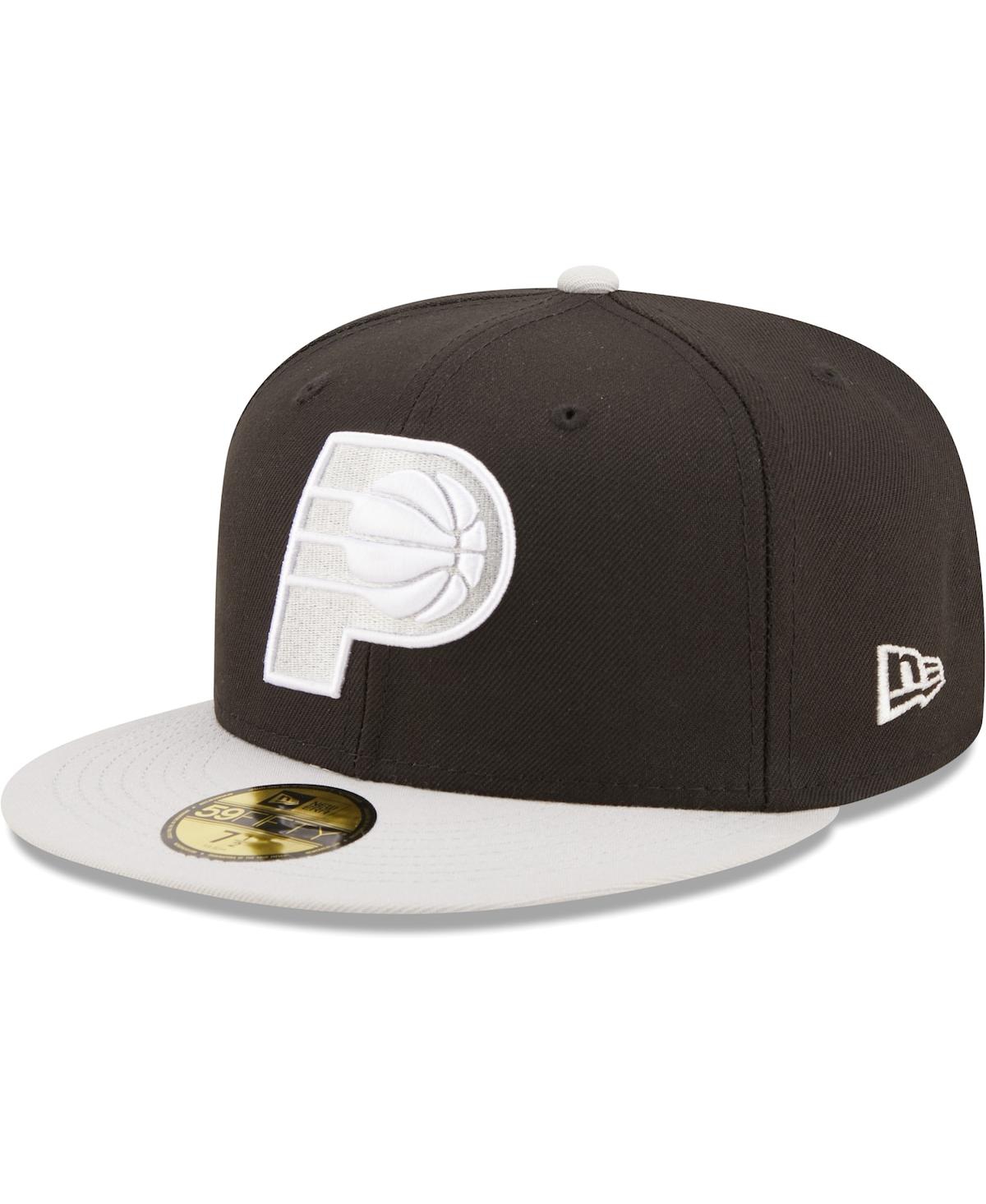 NEW ERA MEN'S NEW ERA BLACK AND GRAY INDIANA PACERS TWO-TONE COLOR PACK 59FIFTY FITTED HAT