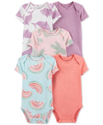Carter's - Baby Girls 5-Pack Printed Cotton Bodysuits