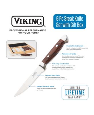 6 Piece Pakkawood Steak Knife Set with Box