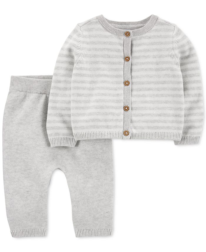 Carter's Baby Boys or Baby Girls Cotton Cardigan and Pants, 2 Piece Set