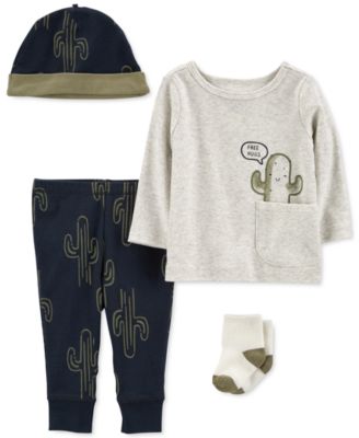 Carter's - Baby Boys 4-Pc. Cactus-Print Cotton Outfit