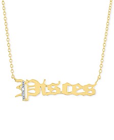 Diamond Accent Zodiac Name 18" Pendant Necklace in Sterling Silver or 14k Gold-Plated Sterling Silver