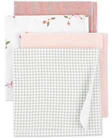 Baby Girls 4-Pack Printed Receiving Blankets