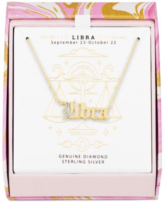 Diamond Accent Zodiac Name 18" Pendant Necklace in Sterling Silver or 14k Gold-Plated Sterling Silver
