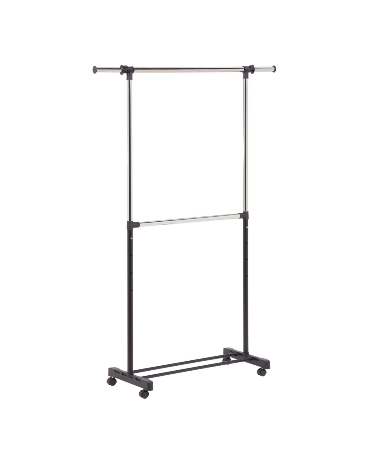 Adjustable Rolling Metal Double Clothes Rack - Chrome
