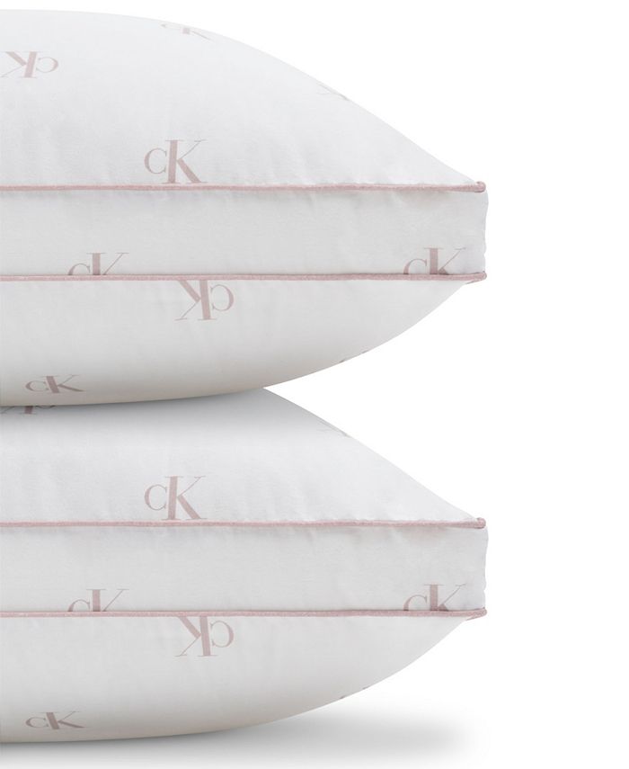 Calvin Klein Monogram Logo Firm Support 2Pack Pillows, Standard/Queen